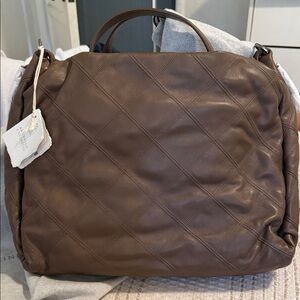 Brown Quilted Leather Men's Bag